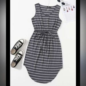Grey striped summer dress